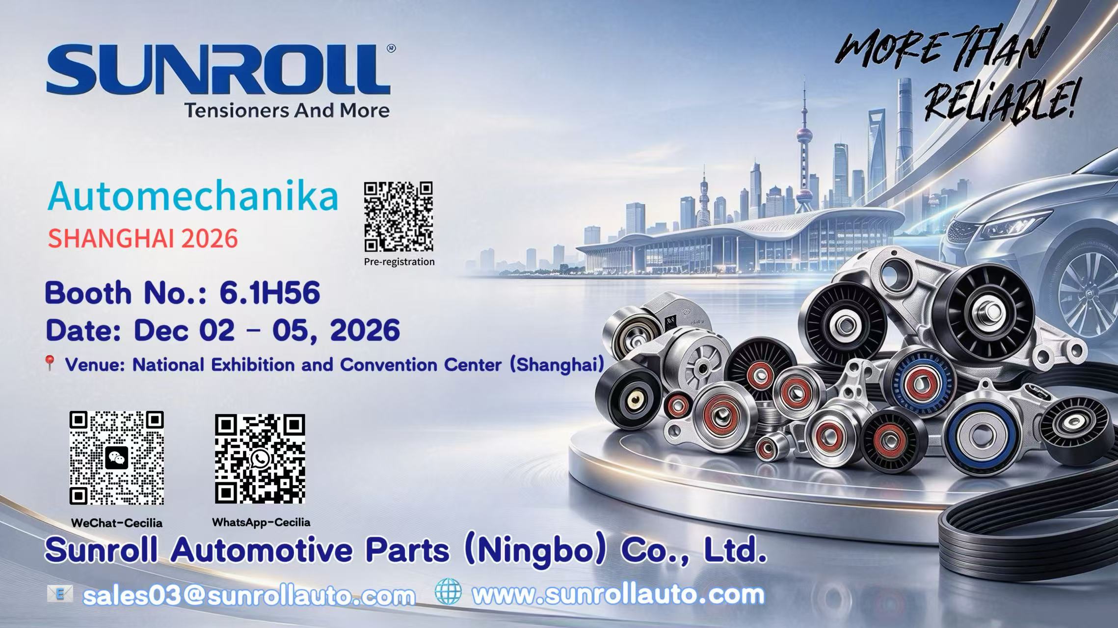 Welcome to Sunroll Automotive Parts at Automechanika Shanghai 2026 – Booth 6.1H56!